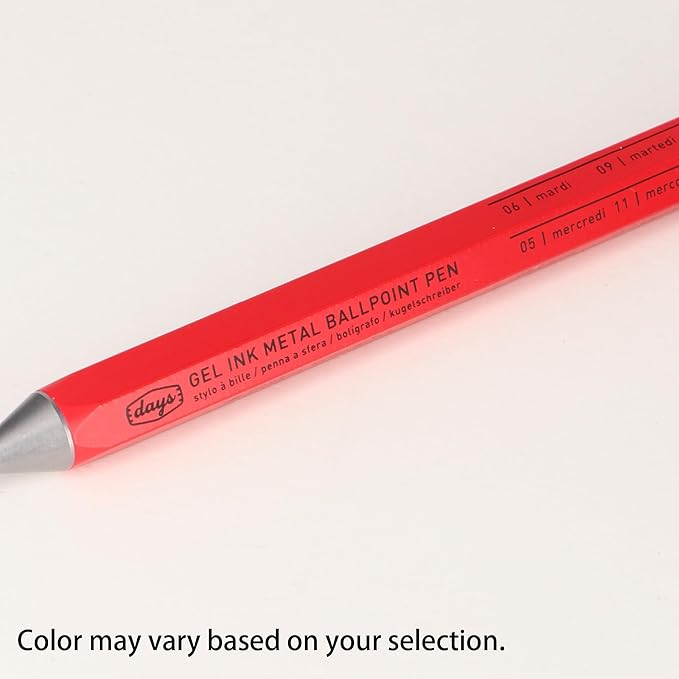 MARK'STYLE days, Gel Ink Metal Ballpoint Pen - 0.5mm Retractable Black Ink, Retro styling Light Weigh Pen, Made in Japan- Perfect for School, Office, and Journaling (Green)