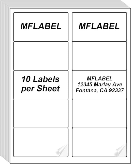 MFLABEL 2x4 Shipping Address Labels, 10-UP, 1500 Count, 150 Sheets for Printer, Internet Mailing, FBA Stickers 2" x 4" for Laser/Inkjet Printer