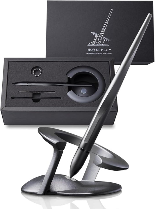 novium Hoverpen Interstellar - Space Black, Ballpoint Pen, Unique Conversational Starter, Premium Futuristic Design, Precision Flow Ink, Schmidt Ballpoint Cartridges