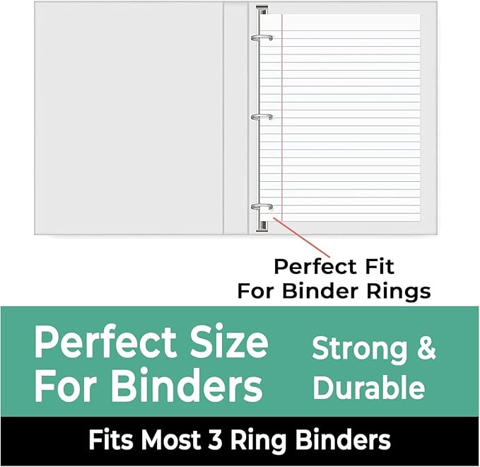 Loose Leaf Paper Bulk, 7200 Sheets, Wide Ruled Sheets, Bulk Notebook Paper, 8" x 10.5", Loose Leaf Papers, 3 Hole Punched for Standard Binders, 48 Pack, 150 Sheets/Pack, Filler-Paper, White