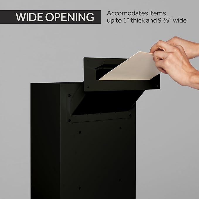 Through-The-Wall Drop Box Deposit Safe 17 x 13 x 7 - Heavy Duty Steel Mailbox with Lock for Receiving Mail, Checks, Letters, Cash and More for Home, Office and Commercial Use (D700) (Black)