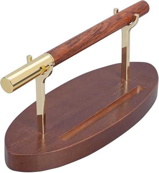 Pen Holder Desk Organizers and Accessories Desk Decor ，Exquisite Wooden Pen Holder ，with a Cool Pen and Two Refills for Office and Home (Style B)