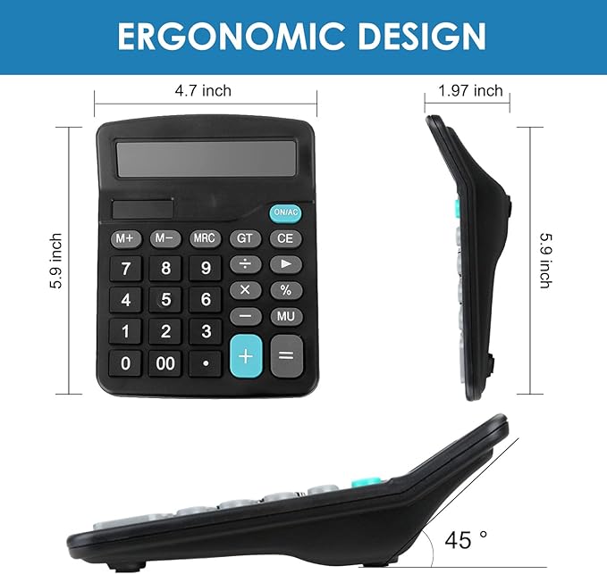 8 Pack Office Calculators Desktop, 12-Digit Solar Basic Desktop Calculator Dual Power Electronic Calculators with Large LCD Display Big Button for Office Home and School