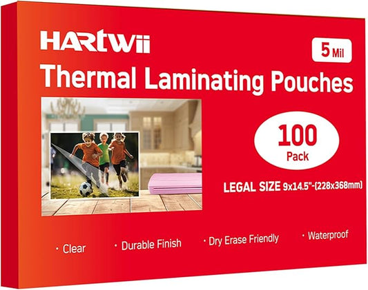100Pack Legal Size Laminating Sheets 9x14.5inches Thermal Laminating Pouches for Extra Protection 5 Mil Clear Laminator Sheet