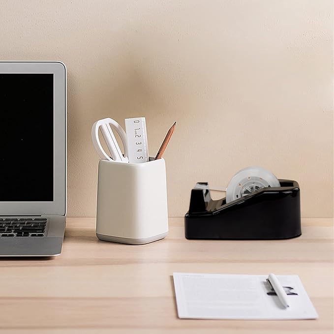 1Pcs Desktop Tape Dispenser Adhesive Roll Holder with Weighted Nonskid Base, Black (Tape not Included)