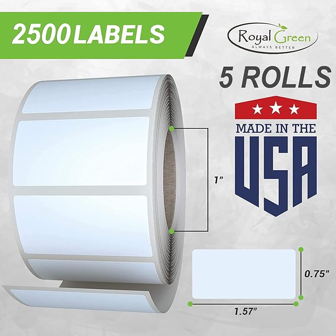 Small Color Coding Sticker Roll 1.57" x 0.75", 5 Rolls- 2500-Pack, Rectangular Organizing Labels 40mmx19mm (Neon Yellow) by Royal Green