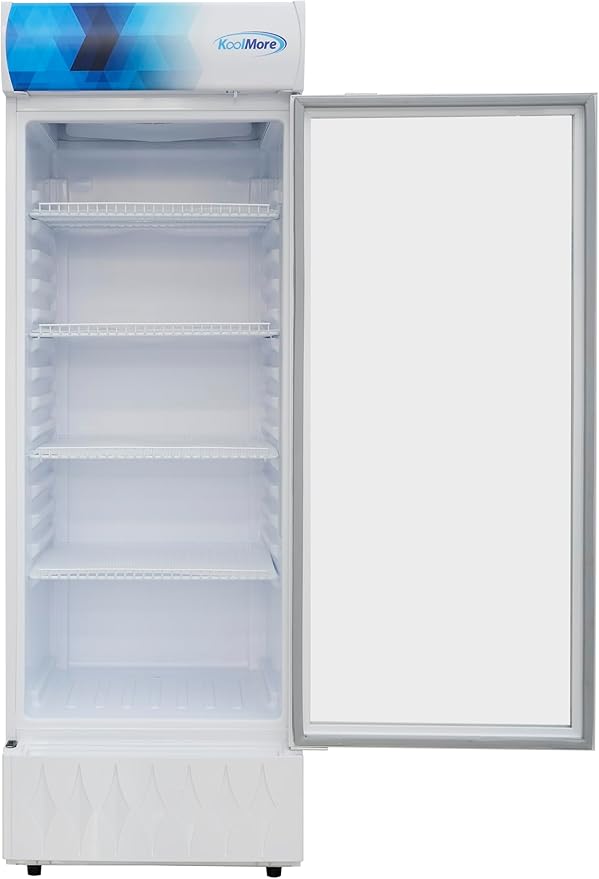 KoolMore KM-MDR-1GD-12CWH 24 in. One-Door Commercial Merchandiser Refrigerator in White,12 cu. ft. ETL Listed for Safety and Sanitation