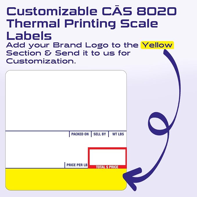 CEPRICO - Customizable CĀS Scale Labels - 96 Rolls of Thermal Printing Scale Labels – Compatible with CĀS LST-8020 | UPC Ingredient | Ideal for Supermarkets, Retailers and Grocery Stores