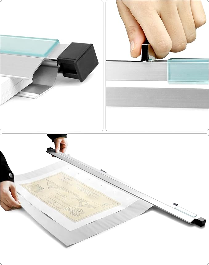 QWORK Blueprint Clamps, 6 Pack 42" Blueprint Binding Strips, Architectural Drawing Storage Tool for Paper, Poster, Map, Plans & Drawings