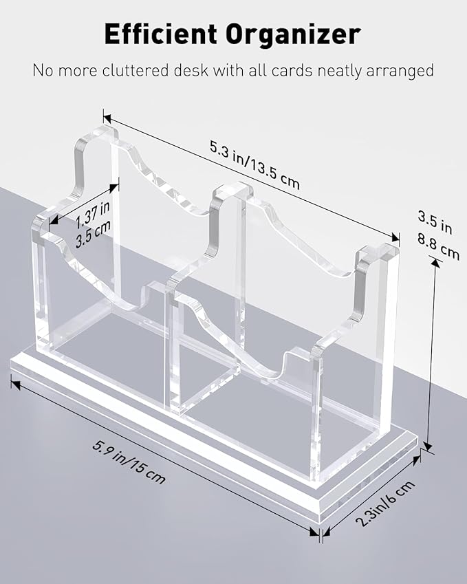 Uniclife Acrylic Business Card Holder for Desk 2 Slot Clear Vertical Business Card Display Stand for Men and Women Desktop Name Card Organizer Card Stand for Office Home Exhibition, 120 Card Capacity