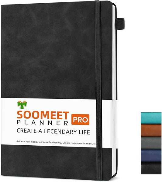 Lined Journal Notebook, 200 Pages, Leather Hardcover Notebooks, A5 College Ruled Thick Classic with Pen Loop Notebook Journals for Writing, for Women Men Office School, 5.75'' X 8.38'', Black