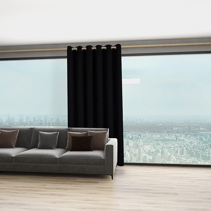 BONZER Room Divider Curtain Grommet Thermal Insulated Wide Blackout Curtains for Bedroom Living Room, 84L x 70W Inch (7L x 5.8W ft), 1 Panel, Black