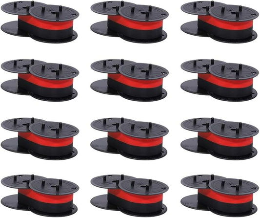 Bigger Replacement for Porelon 11216 Universal Twin Spool Calculator Ribbon for Nukote BR80c, Sharp EL-1197PIII, Dataproducts R3027, Casio DR-210R, Canon MP11DX MP25DV, Black and Red, 12 Pack