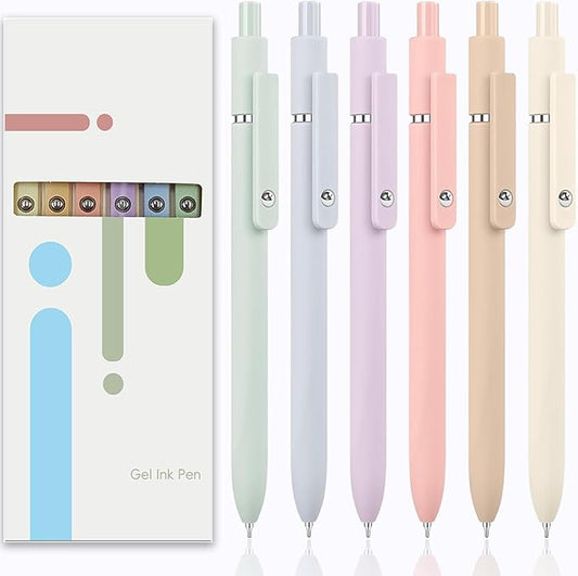 Gel Pens,6Pcs 0.5mm Fine Point Black Ink Pens With Smooth Writing,Quick Dry Pens For Journaling,Cute Nice Aesthetic Pen,Office School Supplies for Women Men Student(Macaron)