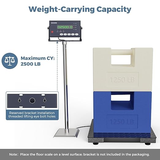 24"x24" Industrial Floor Scale, Precision Pallet Scale with Digital Indicator, Heavy Duty Weighing Scale for Floor Bench Office Weight Weighing, 2500 lb x 1 lb, Black