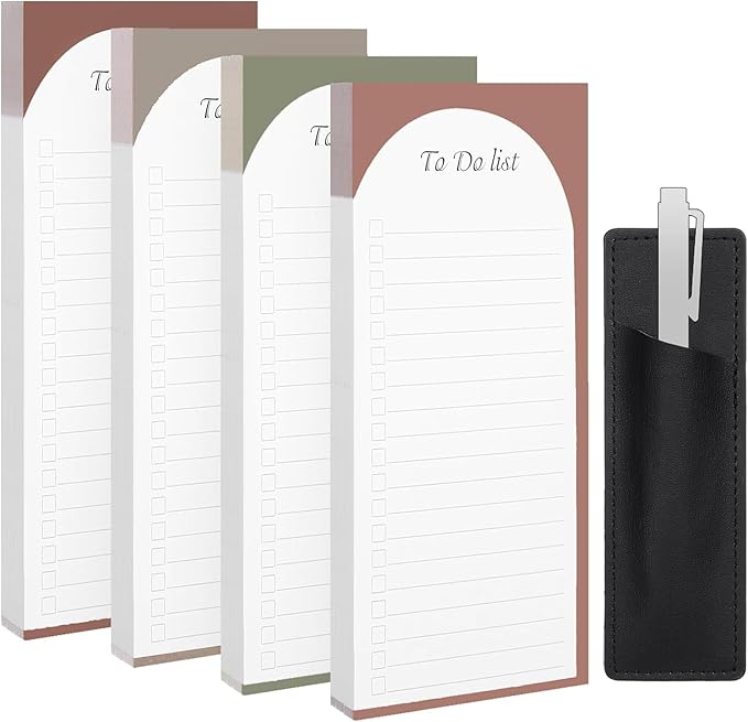4 Pack Magnetic To Do List for Refrigerator with Pen Holder, Totally 200 Sheets Magnetic Fridge Notepad Magnetic Shopping List Pad for Fridge(Morandi Design)