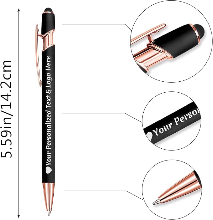 STREADVE Personalized Custom Pens 10 Engraved Writing Pen with Name Logo, Customized Promotional Items Stylus Pen Gifts for Communion Wedding Men Women Realtor Business, Deep Red