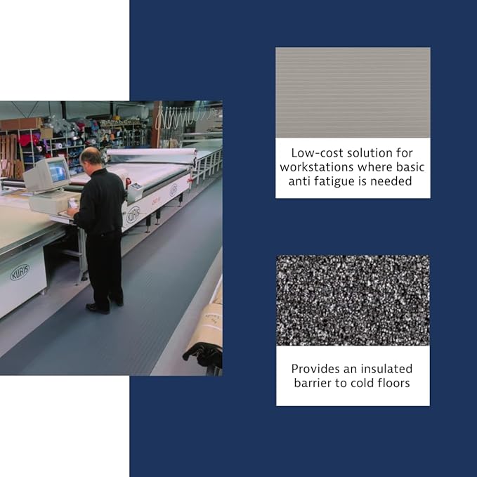 Notrax 410 Airug® 3' x 5' x 5/8" Anti Fatigue Mat, Enhanced Slip Resistance with Beveled Edges and Ribbed Surface, Ideal for Industrial and Commercial Workplaces, Gray, 410S0535GY