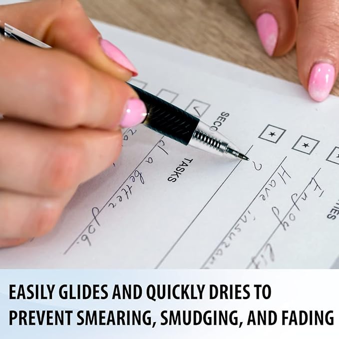 Inc. ClipClicks Retractable Ballpoint Pens - Bulk 1.0-mm Medium-Point Pen Set With Comfort Grip for School, Office, Writing, and Journaling, 75 Count, Black