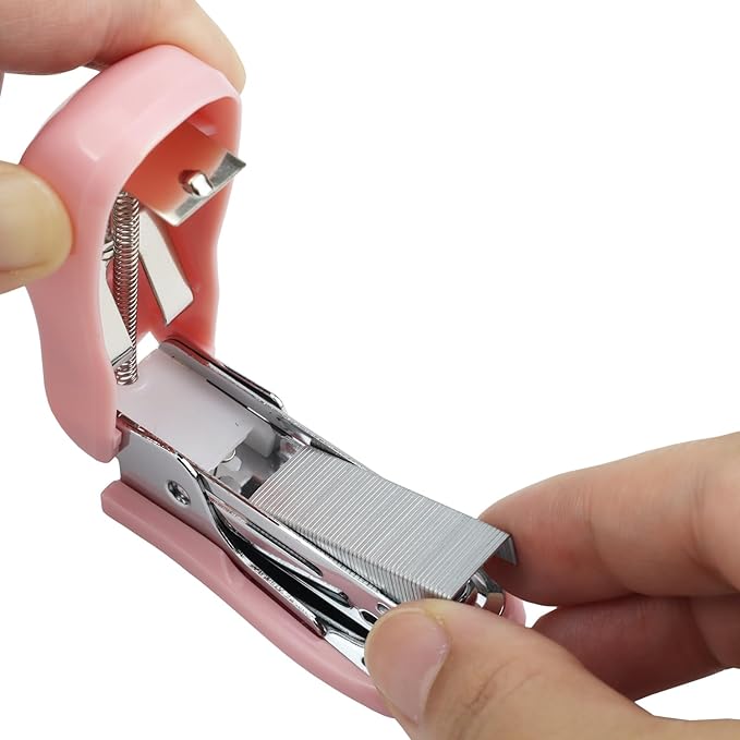 Mini Desktop Stapler Set,20 Sheet Capacity,Includes Built-in Staple Remover and 750PCS No.12 Staples,Small Cute Stapler for Office and School Supplies (Pink)