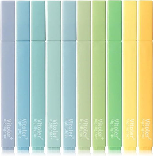 Vitoler 10Pack Bible Highlighters, Cute Assorted Colors Pastel Highlighters No Bleed Chisel Tip Highlighter for Aesthetic School Supplies
