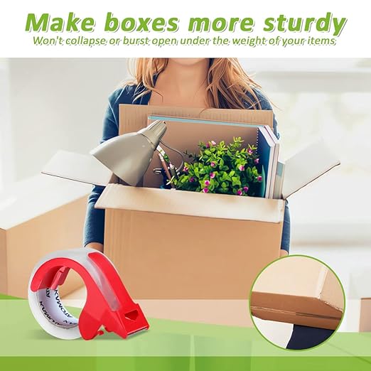 KAMOTA Packing Tape, 18 Rolls Heavy Duty Clear Packaging Tape for Shipping Packaging Moving Sealing, 1.88 inches Wide, 65 Yards Per Roll, Total 1170 Yards with 3 Dispensers