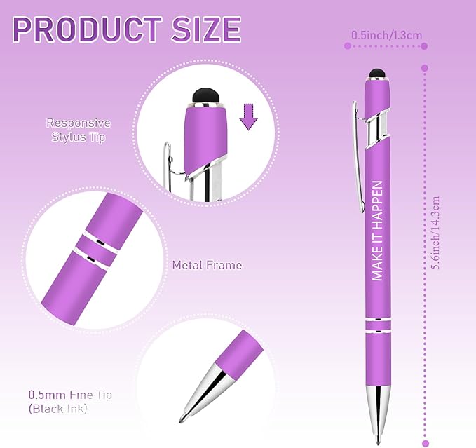 30 Pcs Inspirational Pens Bulk - Motivational Ink Ballpoint Pen with Quotes Stylus Tip Nurse Gifts for School Coworkers Office Supplies Black Ink