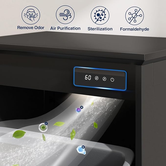 20 Gallon Tilt Out Trash Cabinet, Kitchen Trash Can Cabinet w/Negative ion and deodorizing Function, Dog Proof Garbage Can Cabinet for Kitchen, Bathroom, Living Room, Black