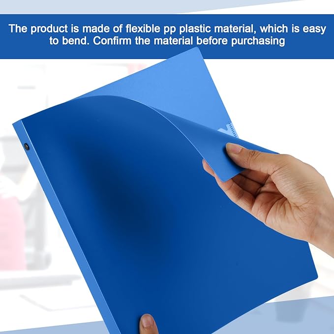 Henoyso 36 Pcs 3 Ring Binder 1/2'' Round Fits Letter Size 8. 5'' x 11'' Paper Plastic Flexible Binder Holds 100 Sheets with 1 Pockets Versatile Organizer for Office Home School (Blue)