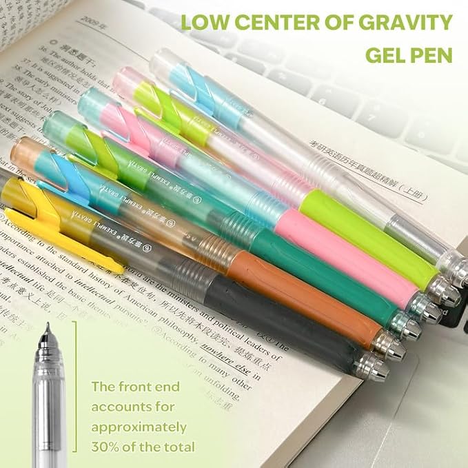 Pens Fine Point Smooth Writing Pens, 0.5mm Black Gel Ink pen, Quick-Dry Retractable with Silicone Grip, 4 Pcs - Morandi Colors for Office, School Supplies & Journaling (6 pcs Colorful)