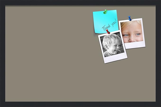 PinPix 28x18 Inch Cork Bulletin Board. This Decorative Framed Pin Board Comes with Pewter Design and a Satin Black Frame. Ideal for Home Office Decor or Message Board (PinPix-1812)