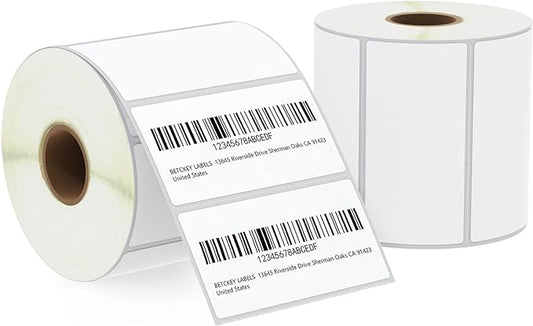 BETCKEY - 3" x 1.5" (76 mm x 38 mm) Barcode Shipping & Address Labels Compatible with Zebra & Rollo Label Printer,Premium Adhesive & Perforated [2 Rolls, 1900 Labels]