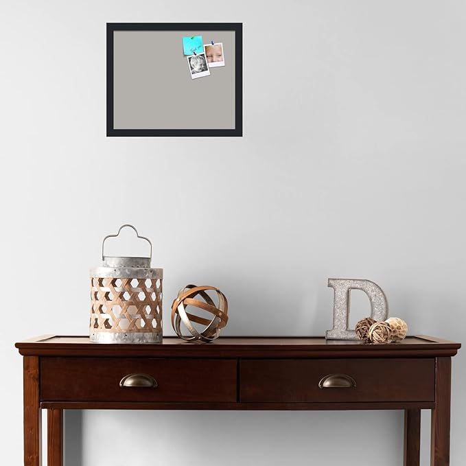 PinPix 16x13 Inch Cork Bulletin Board. This Decorative Framed Pin Board Comes with Dark Stone Design and a Satin Black Frame. Ideal for Home Office Decor or Message Board (PinPix-1808)