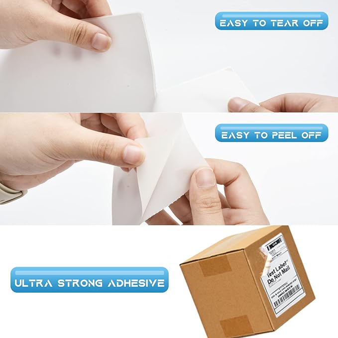 MFLABEL 10 Rolls 4x6 Direct Thermal Blank Shipping Labels for Thermal Printer Shipping Labels with Perforated
