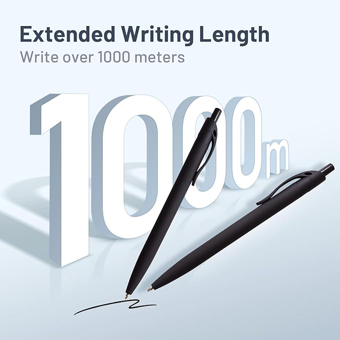 BallPoint Pens, 50 Pack (BLACK Ink),Bulk Pens, Black Barrel,Click Pens for Office Home and School, Retractable Ballpoint Pens, Medium Point, 1.00MM (Black)