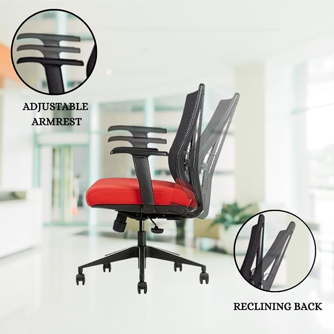 Ergonomic Office Chair - Breathable MESH - Back Adjustable Lumbar Support with 3-D ARMRESTS TILT Function and 360-DEGREE Swivel Wheels Comfortable Wide SEAT - Home Office Chair (Tangerine) Pack of 2