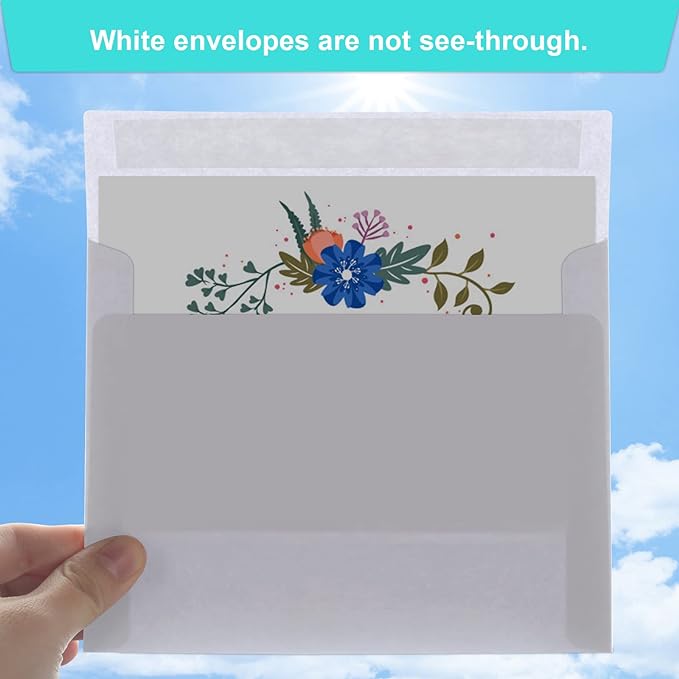 Joyberg 50 Packs 5x7 Envelopes, White A7 Envelopes for Invitations, Printable, Self Seal for Weddings, Invitations, Photos, Postcards, Greeting Cards, Mailing