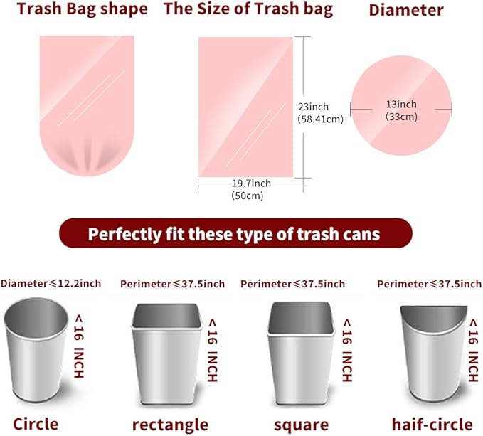 SWIHELP Trash Bags, 4 Gallon / 15 Liters Small Garbage Bags for Office, Kitchen,Bedroom Waste Bin,Colorful Portable Strong Rubbish Bags,Wastebasket Bags 240 Counts