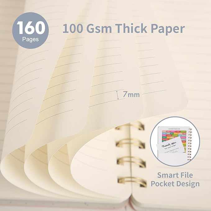 Lined Spiral Notebook College Ruled A5 Journal Book for Note Taking, 160 Pages Writing Journal for Office and Home School Supplies 5.75 x 8.125 inch (6pack-3Reefblue/3Pink)