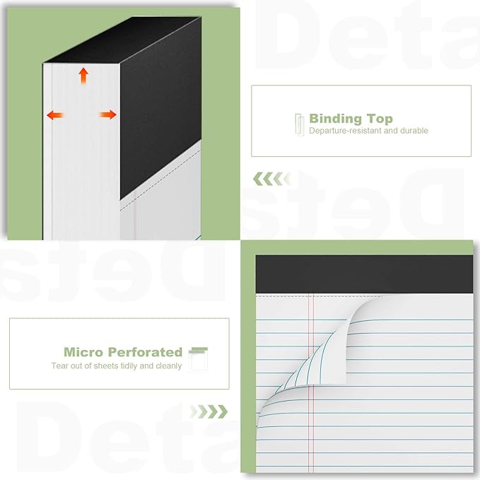 4 Pack Note Pads 8.5 x 11 White Legal Pads Narrow Ruled - 30 Sheets Per Notepad, Double-Side Printed Thick Writing Pads, Perforated Legal Pad 8.5 x 11 Notepads Paper for School College Office Business