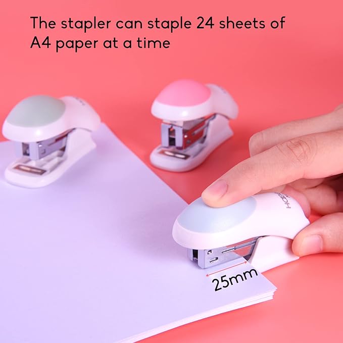 NEBURORA Mini Effortless Desktop Staplers with 400 Standard 26/6 Staples, 2-24 Sheet Capacity, Includes Built-in Staple Remover, Cute Stapler Gift for Student and Office Use, 3 Colors Options (Blue)