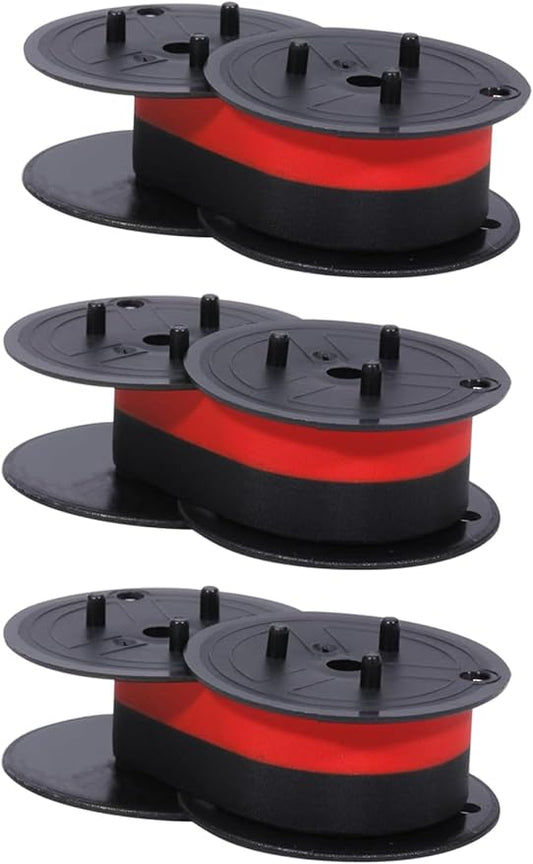 3-Pack Universal Twin Spool Calculator Ribbon, More High Ink Content Version, Compatible with GR24 Porelon 11216 Replacement for Nukote BR80c, Sharp El 1197 P III, Dataproducts R3027,Black/Red