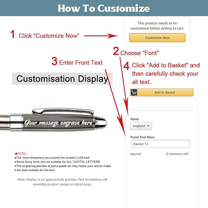 Ancolo Personalized Executive Business Pens - Medium Point Black Ink with 10 Extra Refills Custom with Your Name or Message, Gift for Students/Teacher/Manager/Lawyer/Professor 5PCS/Pack