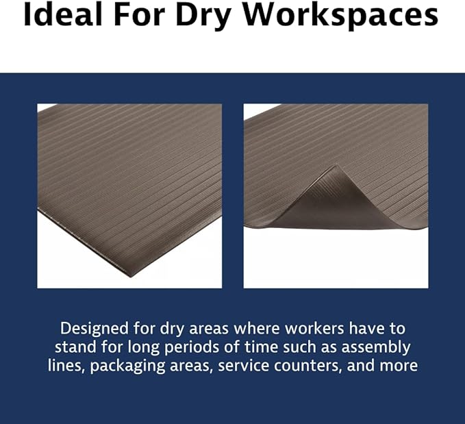 Notrax 410 Airug® 2' x 3' x 5/8" Anti Fatigue Mat, Enhanced Slip Resistance with Beveled Edges and Ribbed Surface, Ideal for Industrial and Commercial Workplaces, Black, 410S0523BL