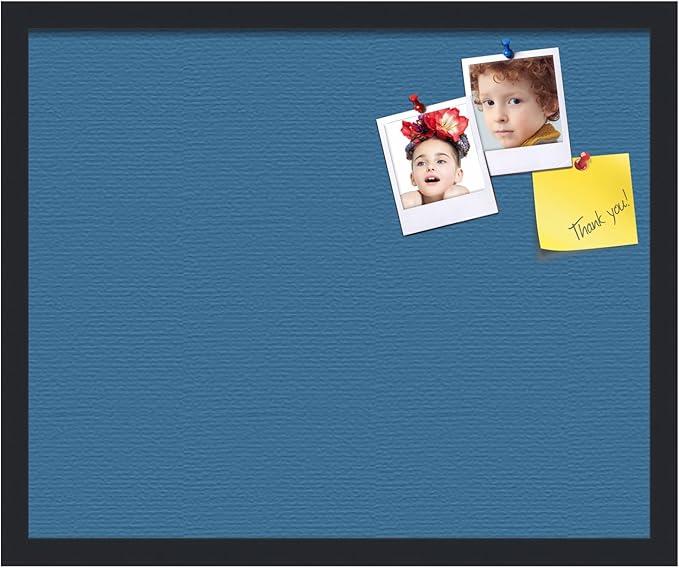 PinPix 22x18 Inch Cork Bulletin Board. This Decorative Framed Pin Board Comes with Navy Pastel Design and a Satin Black Frame. Ideal for Home Office Decor or Message Board (PinPix-1811)