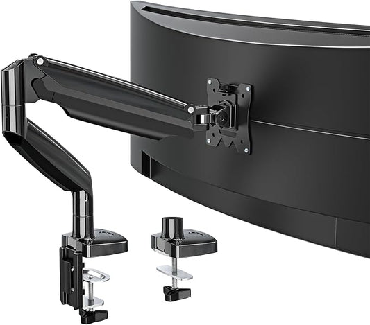 MOUNTUP Ultrawide Monitor Arm for Max 40 Inch Screen, Heavy Duty Monitor Desk Mount Support 6.6-30.9lbs, Gas Spring Computer Monitors Stand for Desk, VESA Mount with Clamp & Grommet Base
