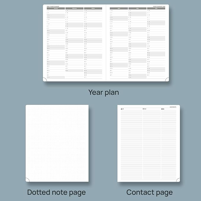 POPRUN Planner 2025-2026 (Large 8.5''x 10.5''), Horizontal Weekly Notebook Jul.2025 - Jun.2026, Academic Appointment Book with Monthly Tabs, Leather Hardcover, Inner Pocket, 100 GSM - Navy Blue
