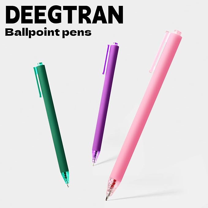 deegtran Pens Bulk, 50 Pack Smooth Purple Ink Ballpoint Pen, Wholesale Retractable Pens, No Bleed Aesthetic Click Pen Medium Point, 1.0MM