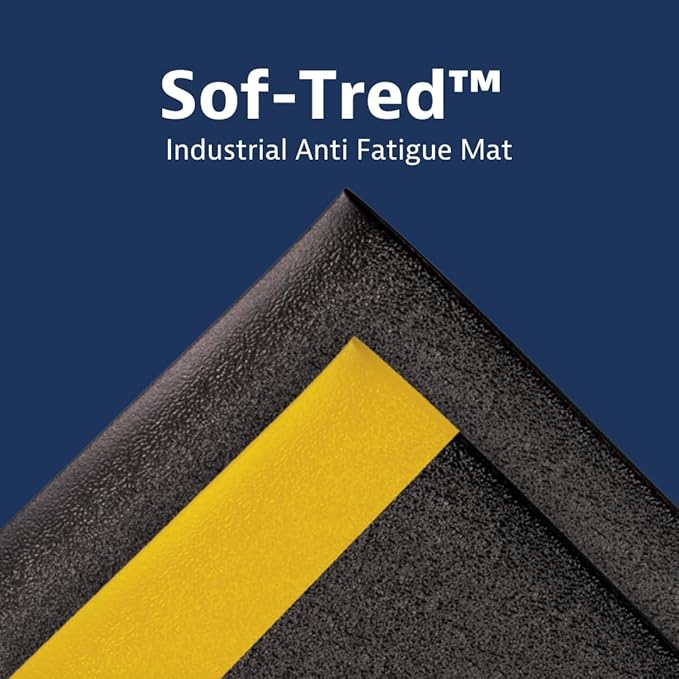 Notrax 411 Sof-Tred™ 2' x 60' x 9/16" Anti Fatigue Mat, Enhanced Slip Resistance with Beveled Edges and Pebbled Surface, Ideal for Industrial and Commercial Workplaces, Black, 411R0424BL