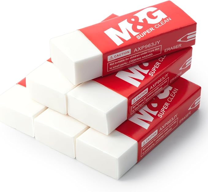 M&G Pencil Eraser for Kids, 20 Pack, White Erasers Bulk, Erasers for Artists, Drawing Erasers for Sketching, Large Eraser, Pencil Erasers, Art Erasers for Drawing, School Erasers Office Supplies